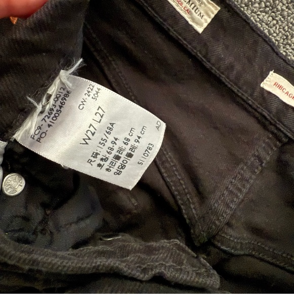 Levi’s Premium Denim Ribcage Straight Ankle Jeans Black Size 27 Button Fly - Picture 5 of 10